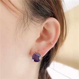 Stud Earrings 585 Purple Gold Fashionable Inlaid Gem Square For Women Plated 14K Rose Earings Engagement Jewelry
