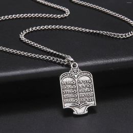 Pendant Necklaces Fishhook Jewish Torah Scroll 10 Commandments Amulet Necklace Supernatural Chain Judaism Letter Book Gift For Man Woman