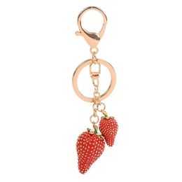 Keychains & Lanyards Keychains 5 Pcs 2021 Cute Enamel Red Plant Stberry Keychain Creative Gifts Women Bag Charms Key Chains Rings Buck Dhjir