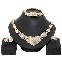 Wedding Jewellery Sets est African Dubai Jewellery sets Nigerian bear Heart Shape Crystal Necklace Set for Women Italian Accessories 231012