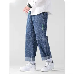 Men's Jeans Hip Hop Loose Straight Elastic Waist Fashion Pants Streetwear Oversize Harajuku Clothing Male Autumn Retro Trousers