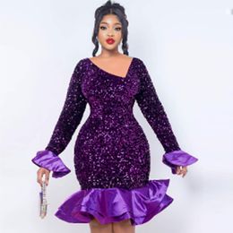 Long Sleeves Mother Of The Bride Dresses Purple Shiny Jewel Neck Illusion Lace Appliques Flowers Blingbling Party Evening Wedding Guest Prom Tail Gown 403