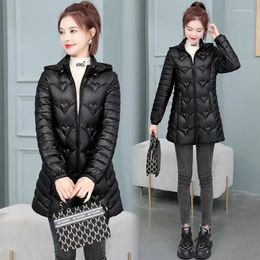 Women's Trench Coats Winter Long Parkas Warm Puffer Quilted Jacket Large Size Outerwear Down Jackets Short Windproof Hood Padded Plush Coat