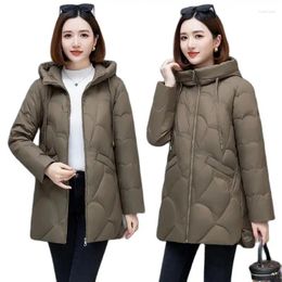 Women's Trench Coats Winter Cold Coat Padded Clothes Solid Colour Long Parkas Women Elegant Zipper Jackets Tops Hooded Overcoat Cotton