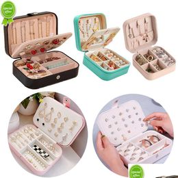 Storage Boxes Bins Simple Jewellery Box Creative Portable Pu Single Layer Earrings Ring Display For Home Travel Girl Drop Delivery Ga Dh8Jy