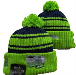 Beanies Seattle Bobble Hats Baseball Ball Caps 2023-24 Fashion Designer Bucket Hat Chunky Faux Pom Beanie Christmas Sport Knit Hat A3