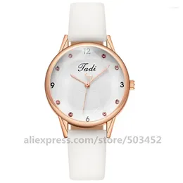 Wristwatches 100pcs/lot Jadi Thin Strap Leather Watch Office Worker Watches Wholesale Price Simple For Ladies