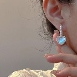 Dangle Earrings Shiny Pearl Enamel Heart Shaped Drop For Women Banquet Party Jewelry Charming Gift