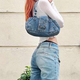 Evening Bags Vintage Designer Handbags For Women Fashion Hobos Shoulder Underarm Bag Ladies Clutch Denim Female Armpit Purses Cool