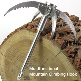 Rock Protection Survival Grappling Hook Stainless Steel Foldable Grappling Hook Multifunctional Mountain Climbing Grappling