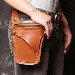 Waist Bags Men's Top Leather Belt Bag With Large Capacity Multi-function Mobile Phone