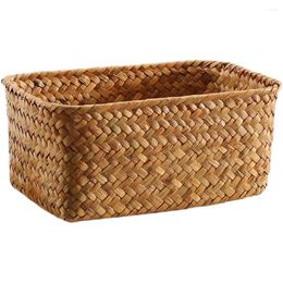 Dinnerware Sets Hamper Desktop Storage Basket Small Decorate Sundry Organiser Decorative Bin Seaweed Seagrass