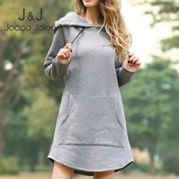 Urban Sexy Dresses Jocoo Jolee Women Fashion Hoodies Dress Spring Solid Big Pocket Sweatshirt Korean Pop Hoody Casual Long Tops Oversized Pullover 231011