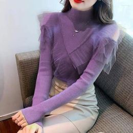 Women's Sweaters Woman Autumn Sweater Female Knitted Soft Warm Basic Pullover Mesh Print Loose Casual Jumper Ladies Tops G225