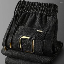 Men's Pants Light Luxury Thick Wool Fabric Casual Sports Men Winter Slim Warm Small Foot Sweatpants
