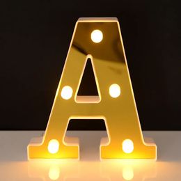 Party Decoration 6inch Light up Neon Letters LED Lights 26 English Golden Alphabet Night Lights Sign for Wedding Birthday Party Home Bar Decor 231012