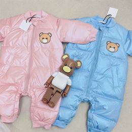 Babies Girls Boys Fashion Winter Print Letter Bear Rompers Designer Baby cartoon climbing dwon coats luxury warm kids zipper baby clothes