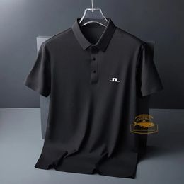 Men's Polos J Lindeberg Golf Shirt for Men Fashion Casual Short Sleeve Summer Ice Silk Breathable Polo T Shirt Sports Golf Tops 231011