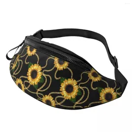 Waist Bags Sunflower Stylish Bag Gold Chain Print Teenagers Jogging Pack Polyester