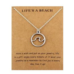 Pendant Necklaces Ocean Waves Beach Necklace Nautical Surfing Pendants Women Men Jewellery Lover's Party Gift Drop291S