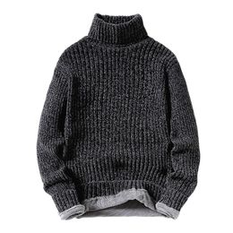 Men s Sweaters Winter Fleece Turtleneck Men Fashion Slim Fit Knitted Pullovers Mens Solid Colour Casual Male Warm Knitwear 231012