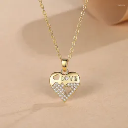 Pendant Necklaces Romantic Heart Lovers Promise Symbol Charms For Women Clavicle Zircon Jewellery