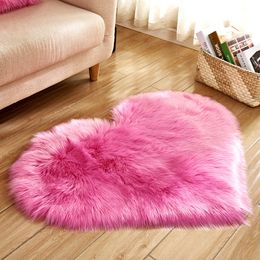 Plush Heart Shaped Mat 40*50cm Living Room Office Imitation Wool Carpet Bedroom Soft Home Non Slip Rugs