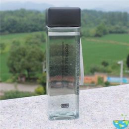 Portable space cup, anti drop water cup, square, simple and leak proof cup, heat-resistant student water bottle, plastic cup, sports and fitness cup