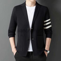 Men's Jackets Knitwear Suit Men's Thickened Sweater Coat Korean-Style Striped Cardigan Men's Spring Autumn Clothing Handsome Trendy Small Suit J231012