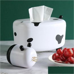 Tissue Boxes & Napkins Tissue Boxes Napkins Diy Tootick Dispenser Home Office Storage Holder Organiser Cute Box Decor Cartoon Cow Home Dhwja