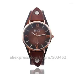 Wristwatches 100pcs/lot CCQ 92023 Relojes Para Mujer Casual Genuine Leather Analogue Quartz Erkek Kol Saat Factory Price Wristwatch