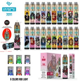 OEM ODM Service E Cigarettes IMINI 7000 Puffs RGB Light Electronic Cigarette Rechargeable Electronic CIGS Manufacturer Price 15ml 850mAh Rechargeable E-Cigs Vapor