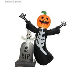 Other Event Party Supplies 8FT Inflatable Halloween Pumpkin Head Skull Ghost Tombstone Decoration Outdoor Horror House Yard Garden Props Halloween Party T231012