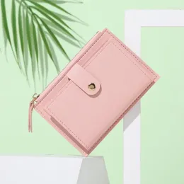 Card Holders Fashion Women Wallets Leather Female Purse Mini Hasp Solid Multi-Cards Holder Coin Short Slim Small Wallet Zipper