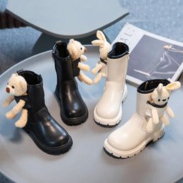 Boots Girls Calf Long Fashion Doll Princess Soft Leather Comfort Kids Shoes Autumn Zipper Platform Zapatos Nia 231012
