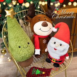 Plush Pillows Cushions Christmas Tree Toys Santa Pillow Soft Reindeer Stuffed Animal Cute Birthday Plushie Gifts 231012