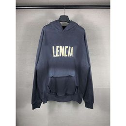 Balencig Tape Balencaiiga Best-quality Balenicass Hoodie Mens Hoodies Paris Fashion Designer Printed Washed Worn Out Hooded Loose Fitting Versatile Couples