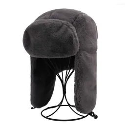 Berets Trendy Solid Colour Hat Warm Plush Lei Feng For Outdoor Riding Cosy Winter Headwear Women Men