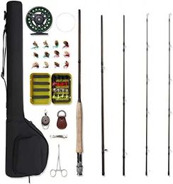 Fly Fishing Reels2 Rod and Reel Combo 4Piece 5wt Aluminium 28 Pieces Flies Kit with Free Tip Backing C 231012