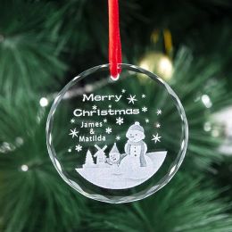 Wholesale Custom Laser 3D Logo Pattern Blank Christmas Decoration Pendant Festive Crystal Hanging Ornament Event Party Supplies 12 LL