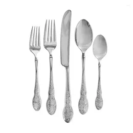 Dinnerware Sets 20-Piece Flatware Set Service For 4 Lunch Cutlery Spoon And Chopsticks Travel Utensil Utensils L