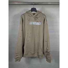 Bomber Brand Paris Mens Hoodie Designer Hoodie Edition Paris Balencigs High Quality Luxury New Art Crackle Destroy Letter Design Double Layer Balencigs Hoodie 4599