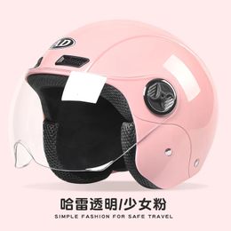 Cycling Helmets Electric Women Motoctcle Helmet Moped With Visors Pink Summer For Vespa Bicycle Men Bike Motorcycle Open Face Safety Cap 231012