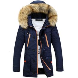 Men's Down Parkas Thickening Men 2023 Winter Jacket Coats Male Outerwear Fur Collar Casual Long Cotton Wadded men Hooded Coat 231011