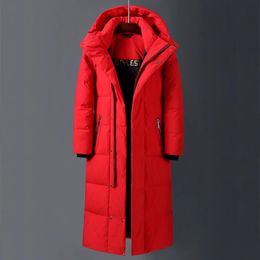 Men's Down Parkas Men Brand Red XLong Coats 2023 Winter Over The Knee Thicken Warm Detachable Hat Male's Jackets Canada Coat 5XL 231011