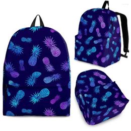 Backpack YIKELUO Color Gradient Pineapple Purple Comfortable Adjustable Straps Durable Brand Casual Knapsack Textbook Bag Zipper
