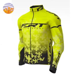 Cycling Jackets Winter Jacket Thermal Fleece Men Team Cycling Jacket Long Sleeve Jersey Suit Mtb Road Bike Clothes Ciclismo Hombres 231011