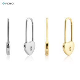 KIKICHICC 100% 925 Sterling Silver Gold Heart Locker Square Hoops Circle Piercing Pendiente Luxury Women Fashion Jewelry 2021266S