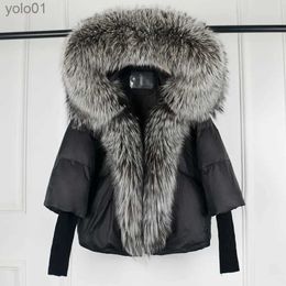 Women's Down Parkas Lagabogy 2023 Winter Women Warm White Duck Down Jacket Loose Hood Puffer Coat Natural Real Fox Fur Collar Thick Luxury OuterwearL231012