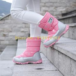 Boots Girls Pink Boots Kids Snow Boot Winter Warm Fur Anti-slip Children Boots For Girls Shoes 231012